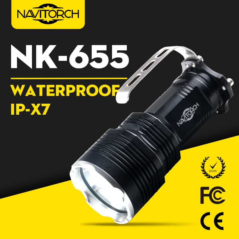 Ultra Bright Xm_L T6 LED Waterproof Rechargeable Aluminum Flashlight _NK_655_
